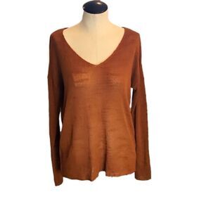 Nwt Womens Forever 21 see thru v neck size small rust top.